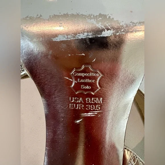 Nina Women’s Leather Slingback Gold Silver Heels Size 9.5 - Picture 8 of 10